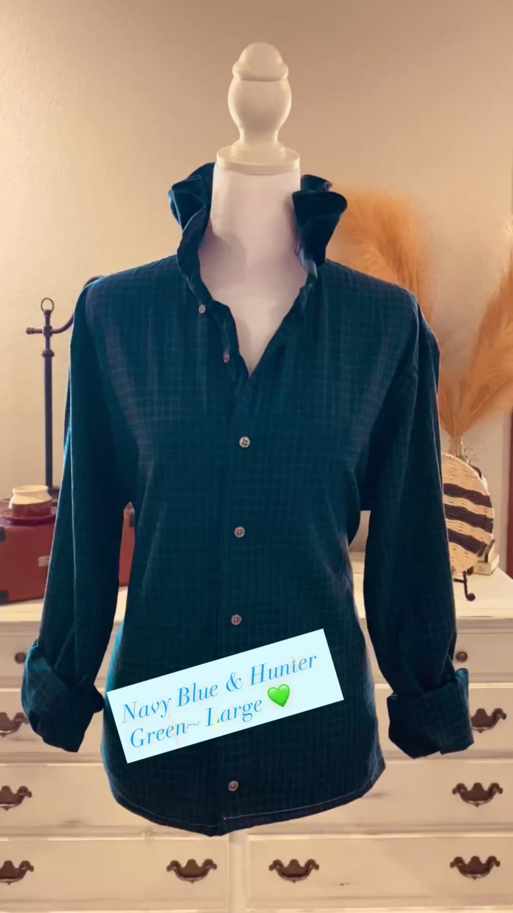 Repurposed~Long Sleeve Ruffle Neck Shirt